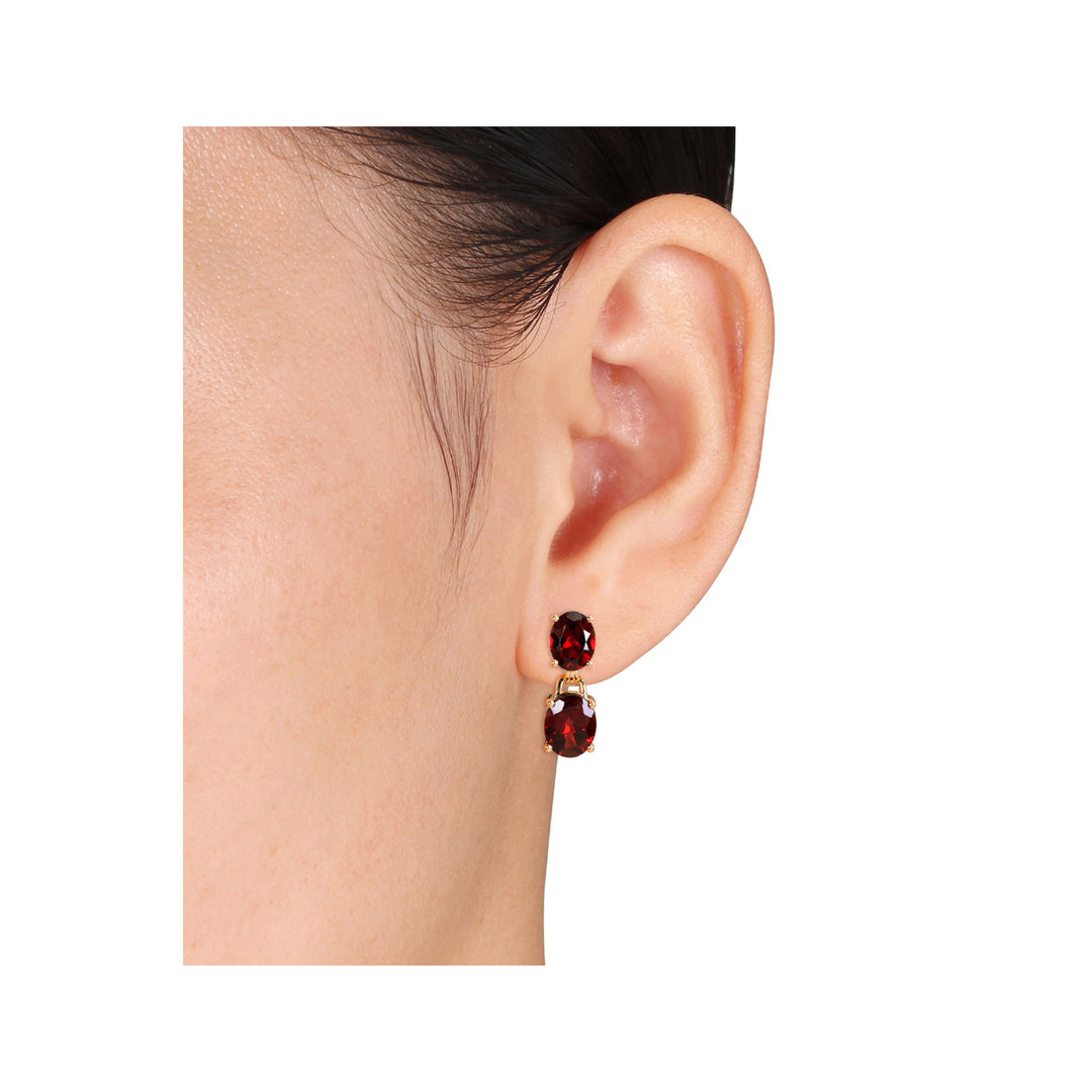 10.00 Carat (ctw) Garnet Drop Earrings in Yellow Plated Sterling Silver Image 3