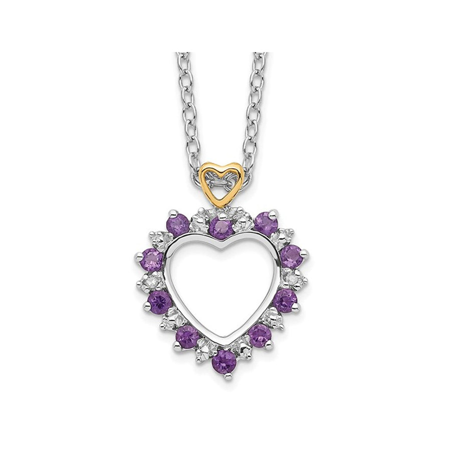 Amethyst Heart Pendant Necklace in Sterling Silver 1/3 Carat (ctw) Image 1