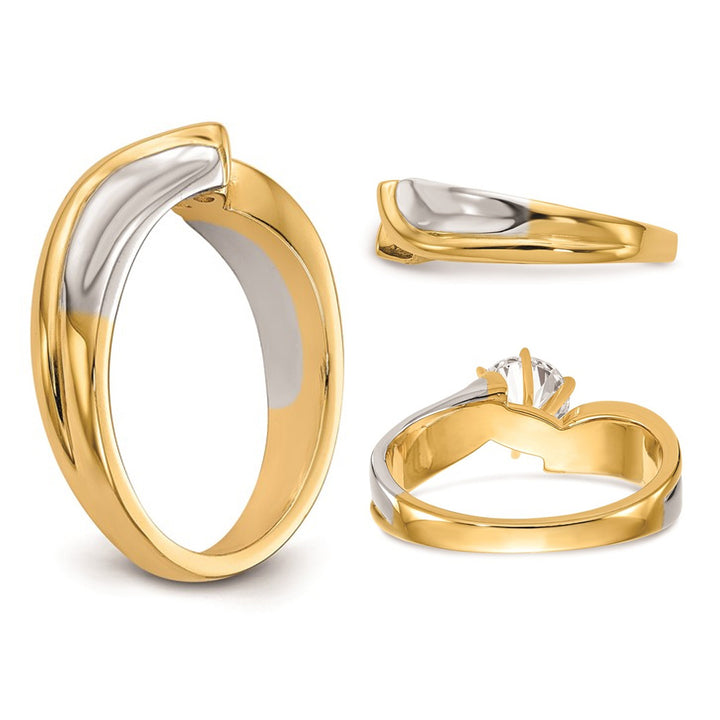 1.00 Carat (ctw VS2-VS1D-E-F) IGI Certified Lab-Grown Diamond By-Pass Engagement Ring 14K Yellow Gold Image 4