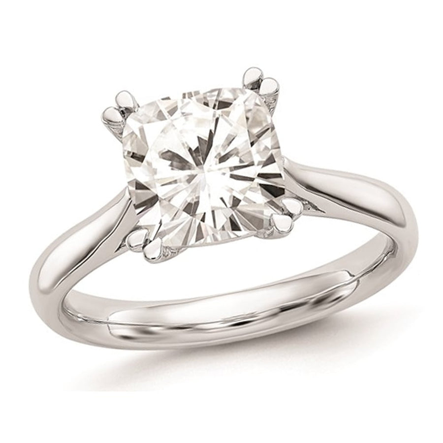 2.50 Carat (ctw VS2 D-E-F) Certified Cushion-Cut Lab Grown Diamond Solitaire Engagement Ring in 14K White Gold Image 1