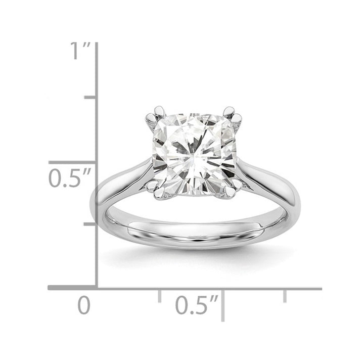 2.50 Carat (ctw VS2 D-E-F) Certified Cushion-Cut Lab Grown Diamond Solitaire Engagement Ring in 14K White Gold Image 2