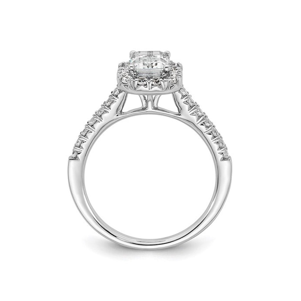 1.44 Carat (ctw VS2 G-H) Emerald-Cut Certified Lab-Grown Diamond Halo Engagement Ring 14K White Gold Image 2