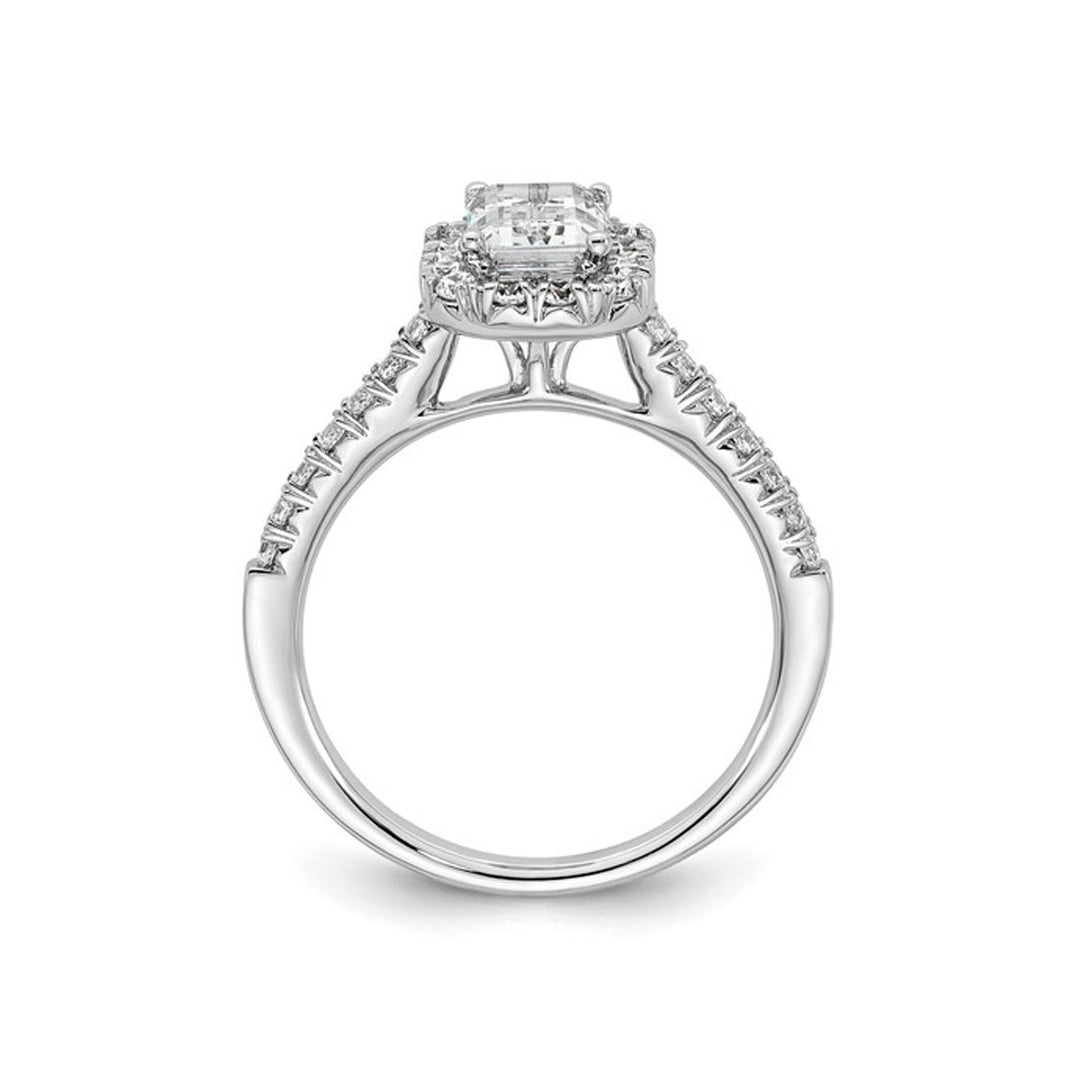 1.44 Carat (ctw VS2 G-H) Emerald-Cut Certified Lab-Grown Diamond Halo Engagement Ring 14K White Gold Image 2