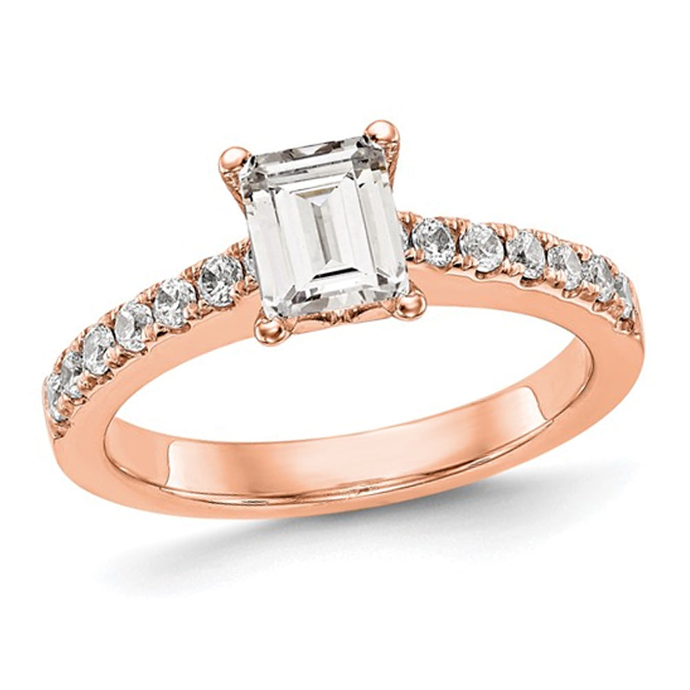 1.31 Carat (ctw VS2G-H) Emerald-Cut Certified Lab-Grown Diamond Engagement Ring 14K Rose Gold Image 1