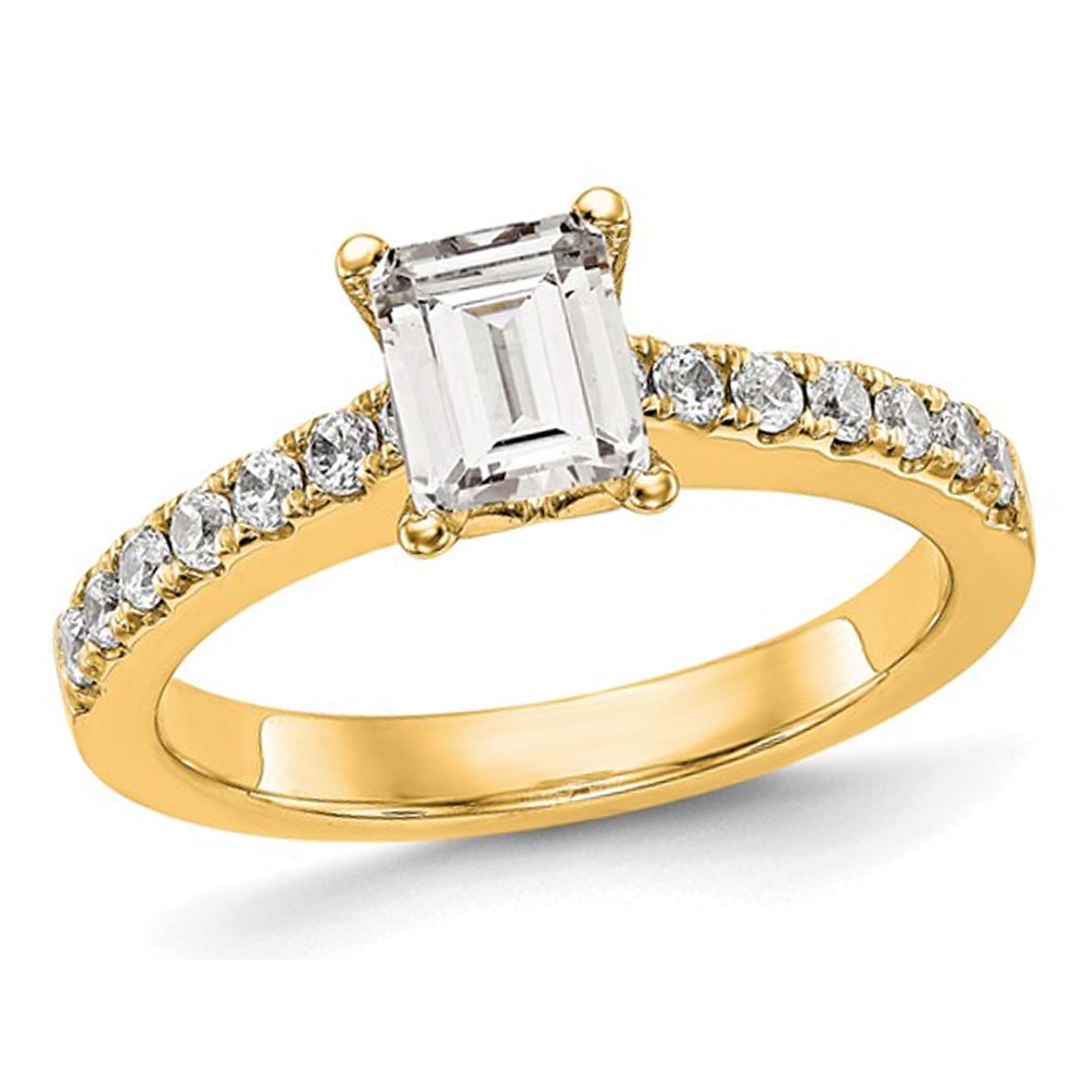 1.92 Carat (ctw VS2G-H) Emerald-Cut Certified Lab-Grown Diamond Engagement Ring 14K Yellow Gold Image 1