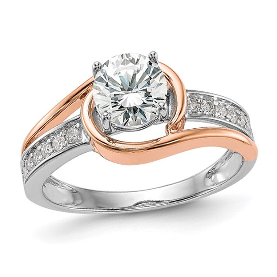 1.17 Carat (ctw VS2-VS1D-E-F) IGI Certified Lab-Grown Diamond By-Pass Engagement Ring 14K White and Rose Gold Image 1