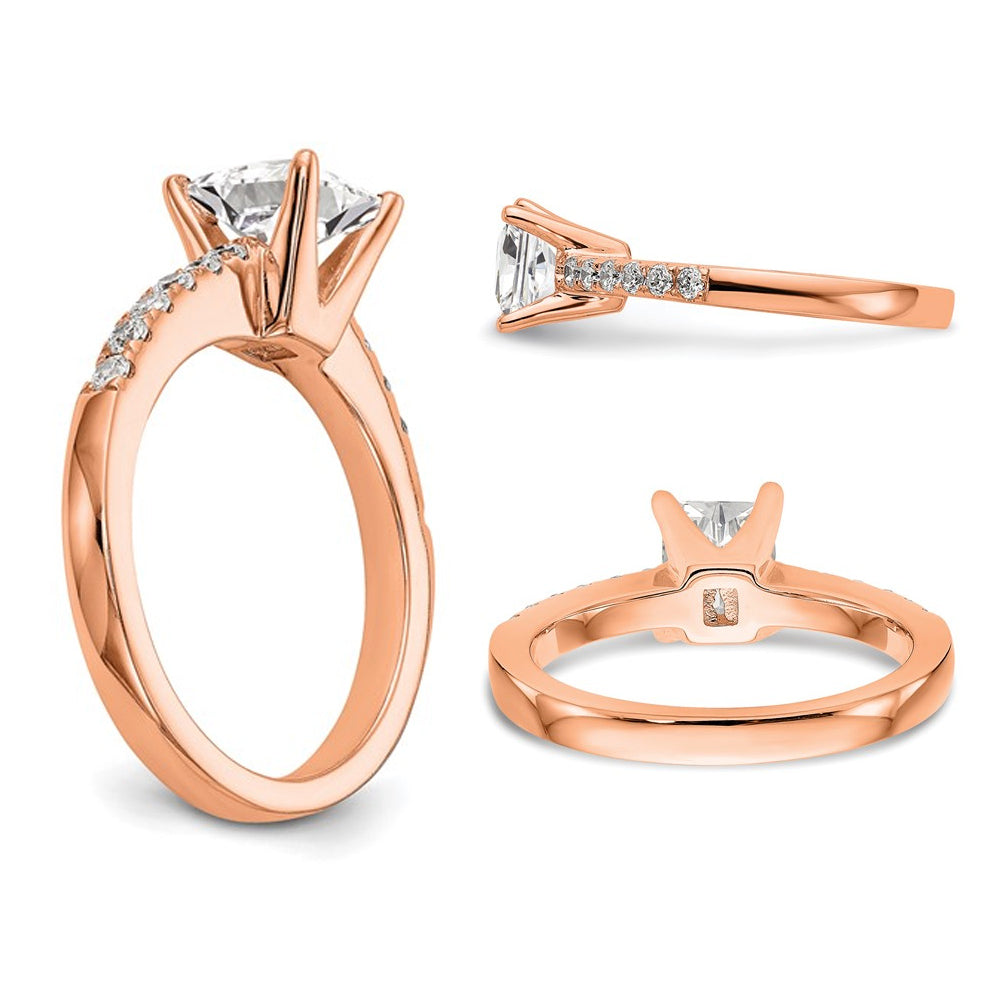 1.31 Carat (ctw VS2G-H) Emerald-Cut Certified Lab-Grown Diamond Engagement Ring 14K Rose Gold Image 4