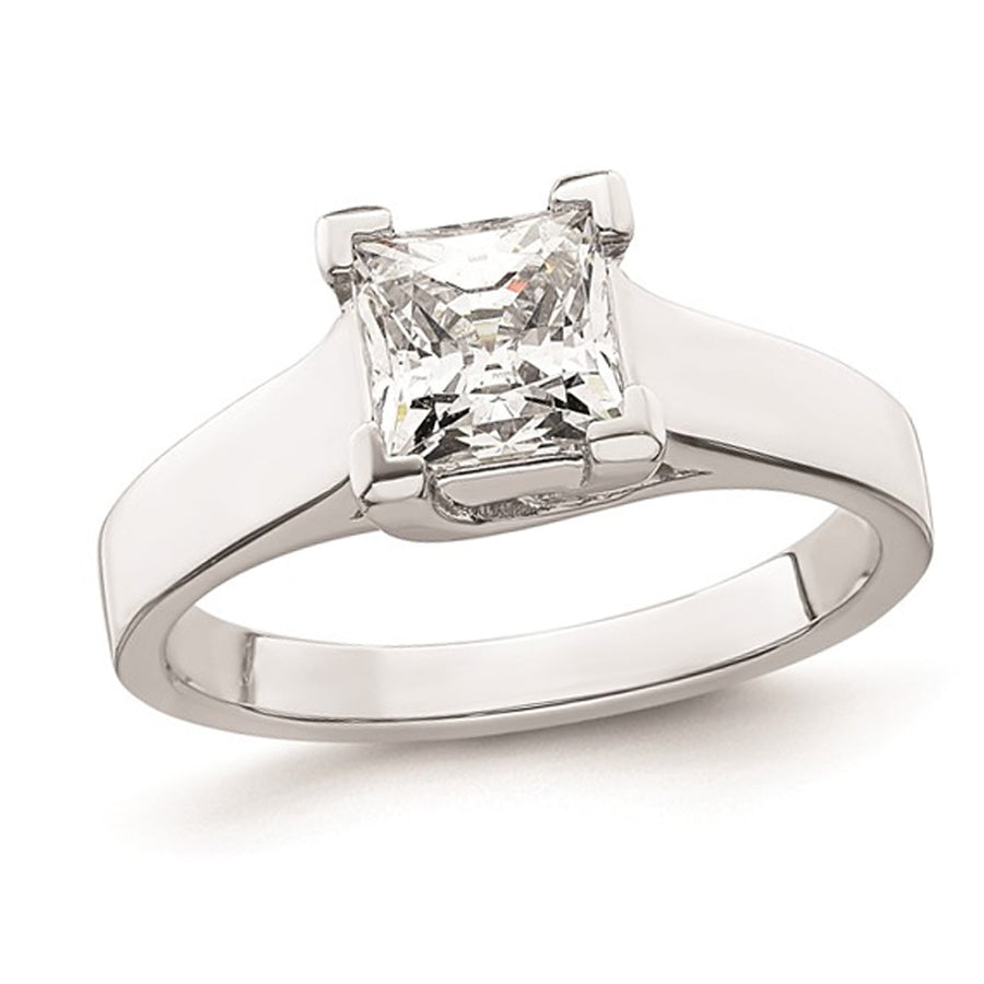 1.20 Carat (ctw VS2D-E-F) Certified Princess Lab-Grown Diamond By-Pass Engagement Ring 14K White Gold Image 1