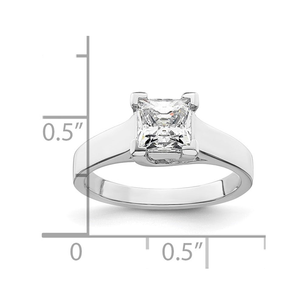 1.20 Carat (ctw VS2D-E-F) Certified Princess Lab-Grown Diamond By-Pass Engagement Ring 14K White Gold Image 3