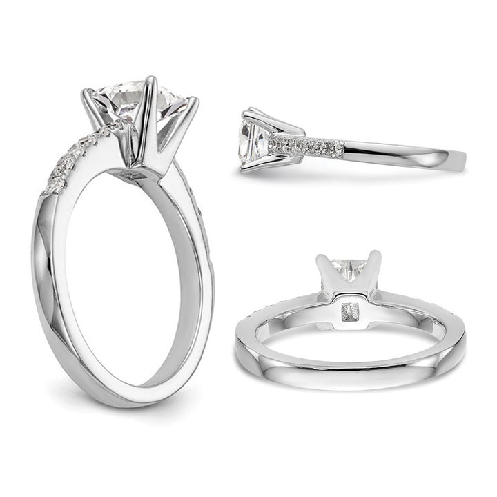 1.31 Carat (ctw VS2G-H) Emerald-Cut Certified Lab-Grown Diamond Engagement Ring 14K White Gold Image 4