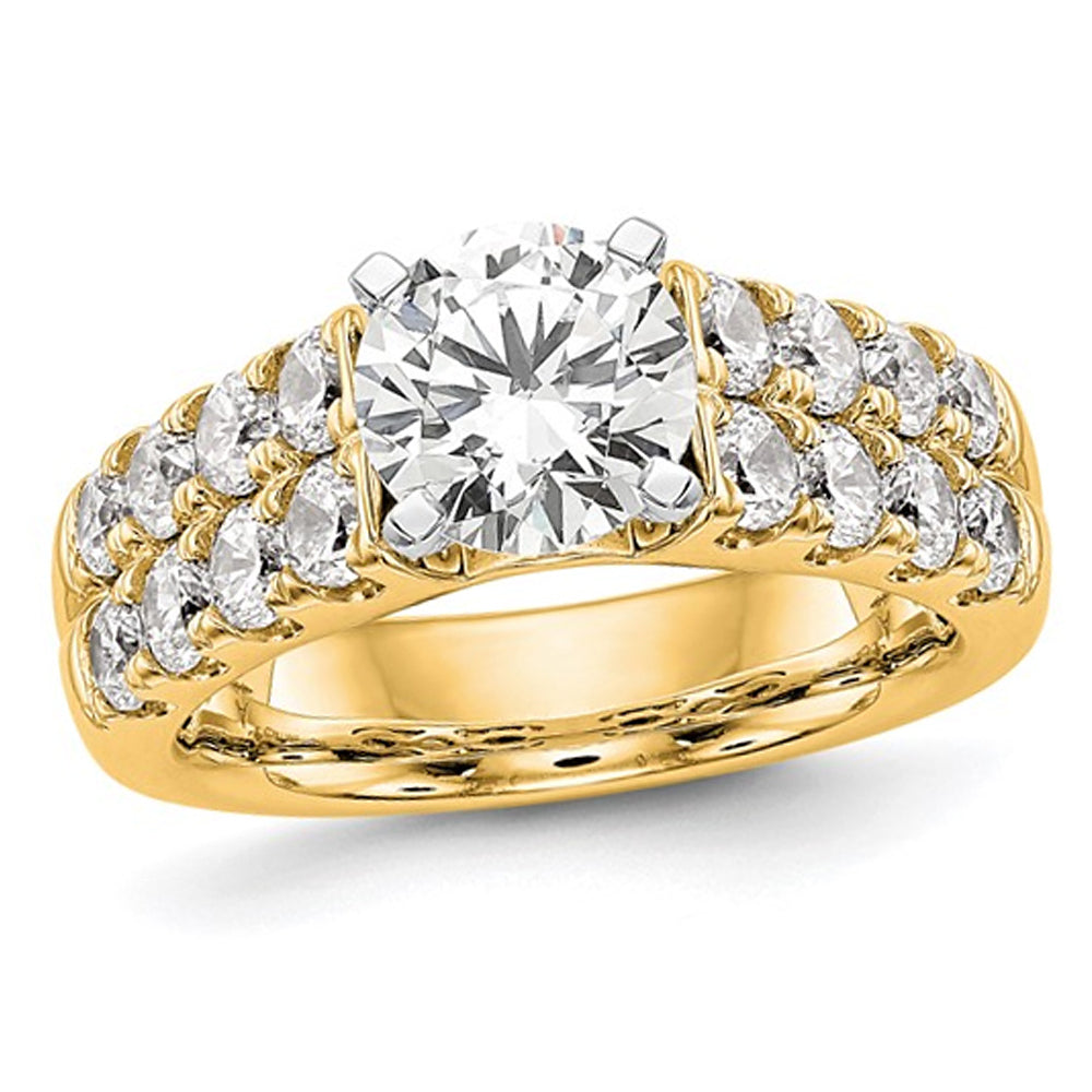 2.44 Carat (ctw VS2-VS1 D-E-F) IGI Certified Round Lab-Grown Diamond Engagement Ring 14K Yellow Gold Image 1