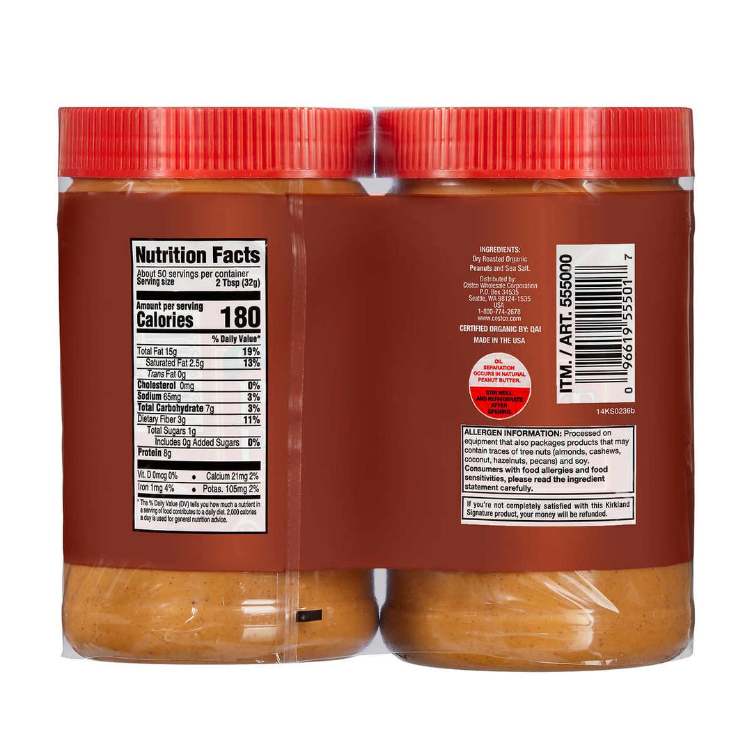 Kirkland Signature Organic Peanut Butter 28 Ounce (Pack of 2) Image 2