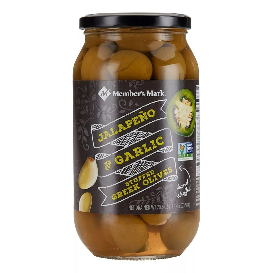 Members Mark Jalapeno and Garlic Stuffed Olives (20.5 Ounce) Image 1