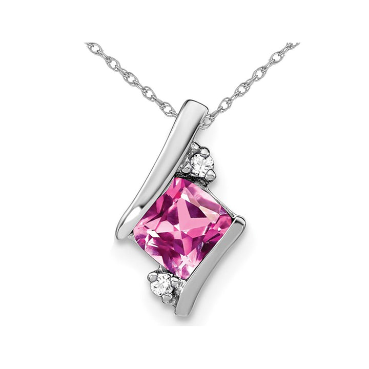 2/3 Carat (ctw) Lab-Created Pink Sapphire Pendant Necklace in Sterling Silver with Chain Image 1