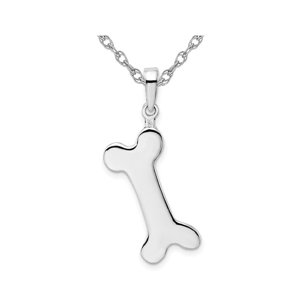 Polished Sterling Silver Bone Charm Pendant Necklace with Chain Image 1