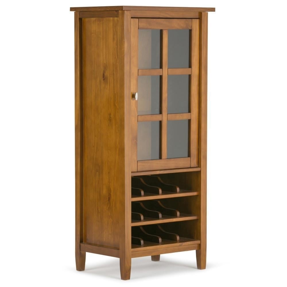 Warm Shaker Wine Rack Compact Solid Wood Storage Cabinet 12 Bottle Capacity Image 2