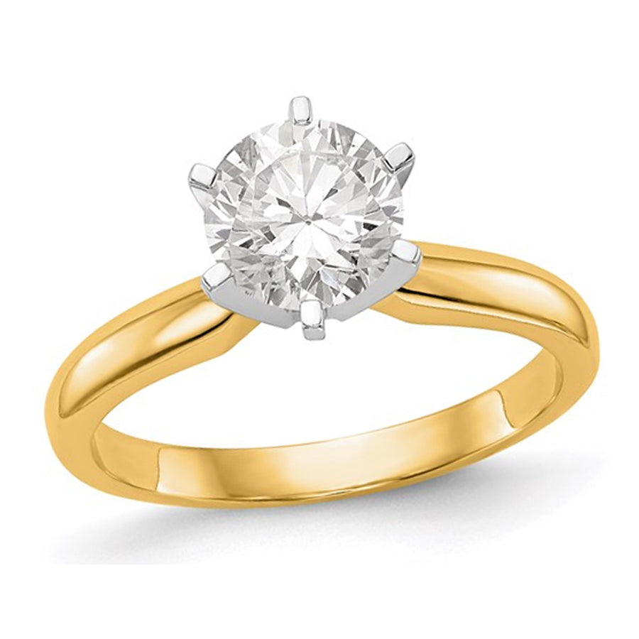 1.25 Carat (ctw VS2D-E-F) IGI Certified Round Lab-Grown Diamond Engagement Ring in 14K Yellow Gold Image 1