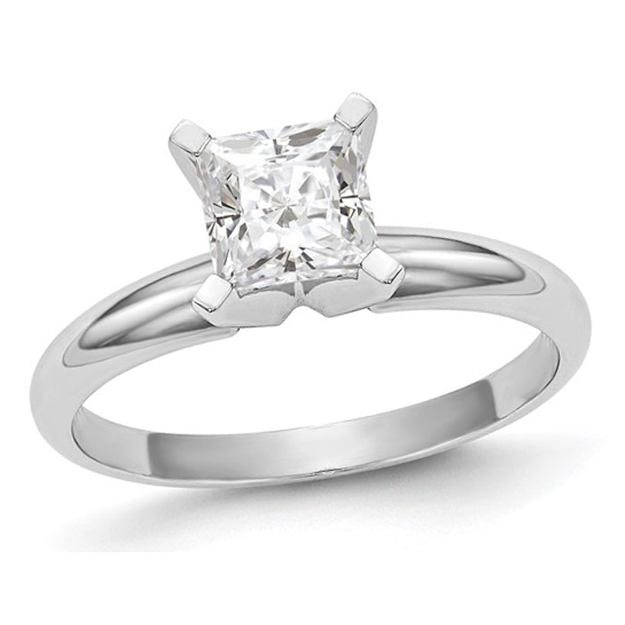 1.25 Carat (ctw VS2D-E-F) GCAL Certified Princess-Cut Lab-Grown Diamond Engagement Ring 14K White Gold Image 1