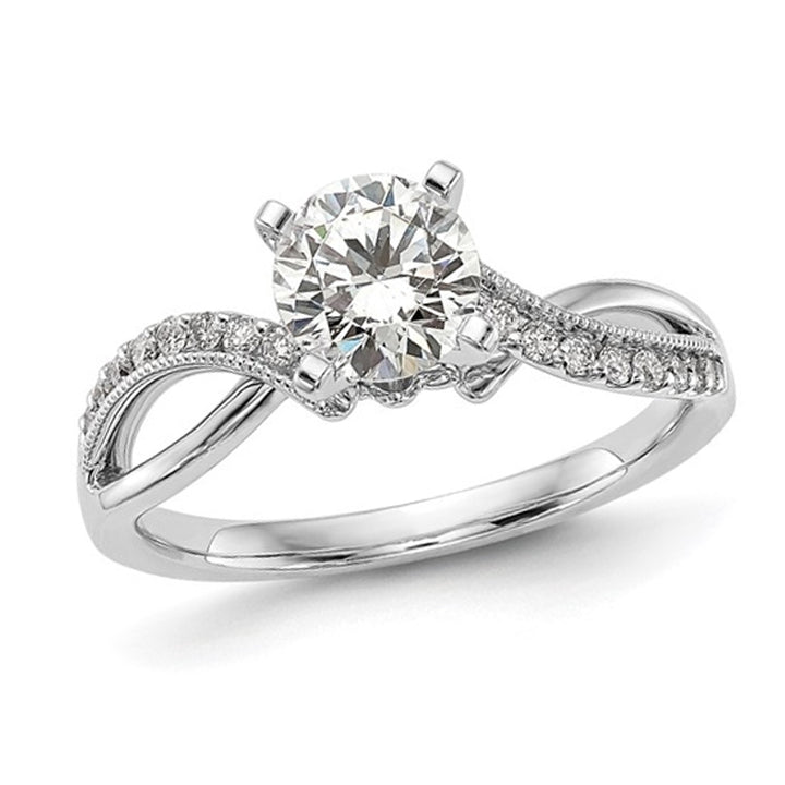 1.16 Carat (ctw VS2D-E-F) IGI Certified Round Lab-Grown Diamond Engagement Ring 14K White Gold Image 1