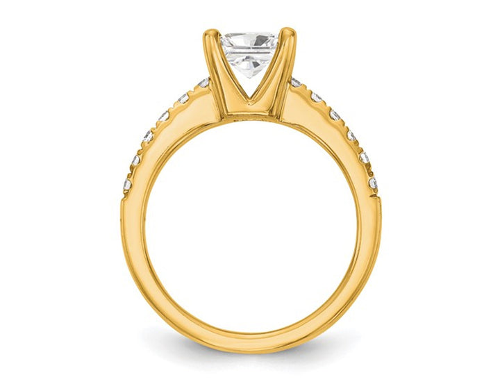 1.90 Carat (ctw VS2D-E-F) Certified Princess Lab-Grown Diamond Engagement Ring 14K Yellow Gold Image 3