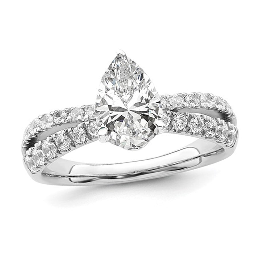 1.80 Carat (ctw VS2D-E-F) IGI Certified Lab-Grown Pear Diamond Engagement Ring 14K White Gold Image 1