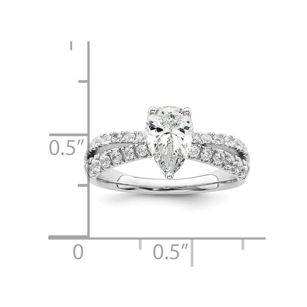 1.80 Carat (ctw VS2D-E-F) IGI Certified Lab-Grown Pear Diamond Engagement Ring 14K White Gold Image 2
