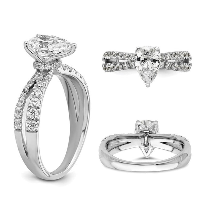 1.80 Carat (ctw VS2D-E-F) IGI Certified Lab-Grown Pear Diamond Engagement Ring 14K White Gold Image 3