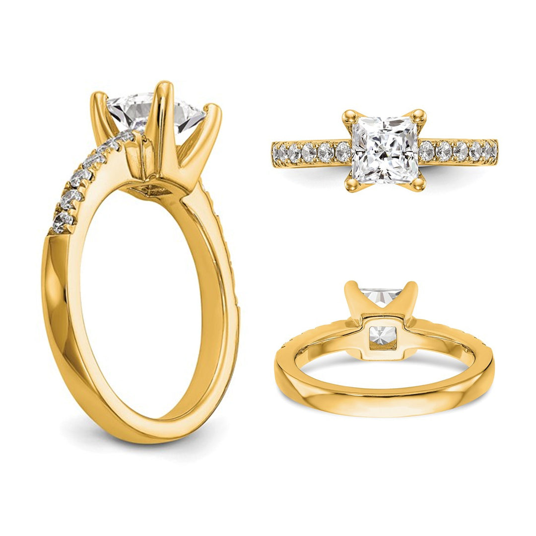 1.90 Carat (ctw VS2D-E-F) Certified Princess Lab-Grown Diamond Engagement Ring 14K Yellow Gold Image 4