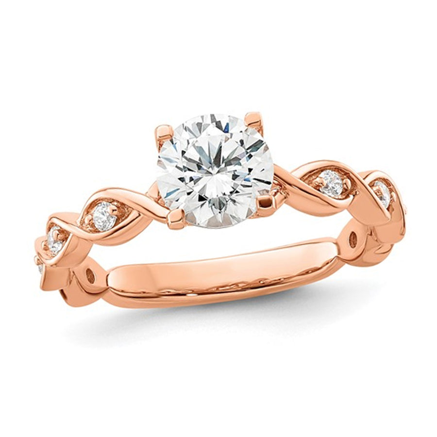 1.16 Carat (ctw VS2D-E-F) IGI Certified Round Lab-Grown Diamond Engagement Ring 14K Rose Gold Image 1