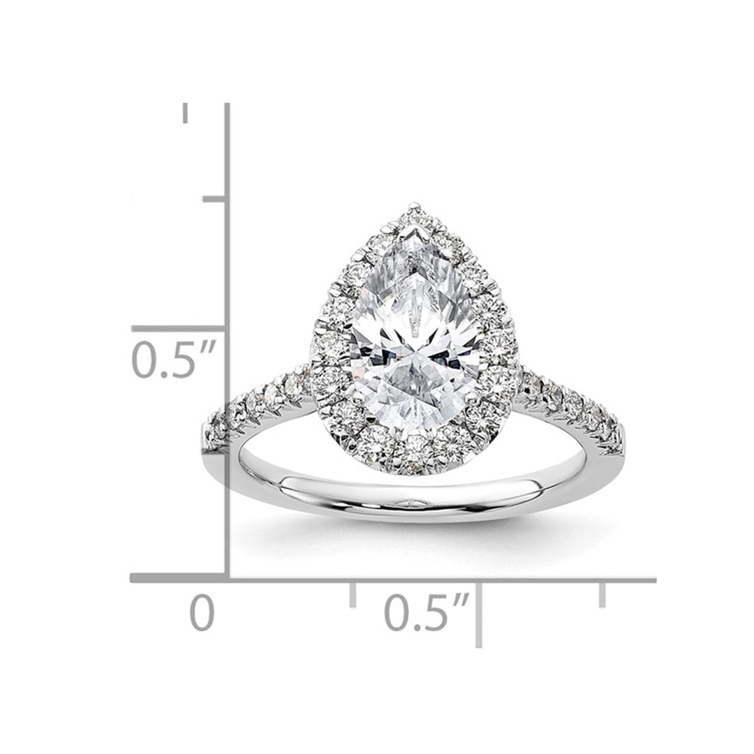 2.10 Carat (ctw VS2G-H) GCAL Certified Lab-Grown Pear Diamond Engagement Ring 14K White Gold Image 4
