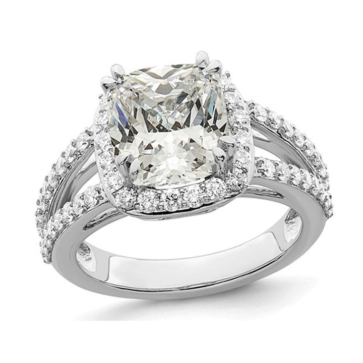 2.85 Carat (ctw VS2 D-E-F) GCAL Certified Lab-Grown Cushion Diamond Engagement Ring 14K White Gold Image 1