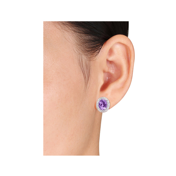 5.44 Carat (ctw) Amethyst and White Topaz Earrings in Sterling Silver Image 3