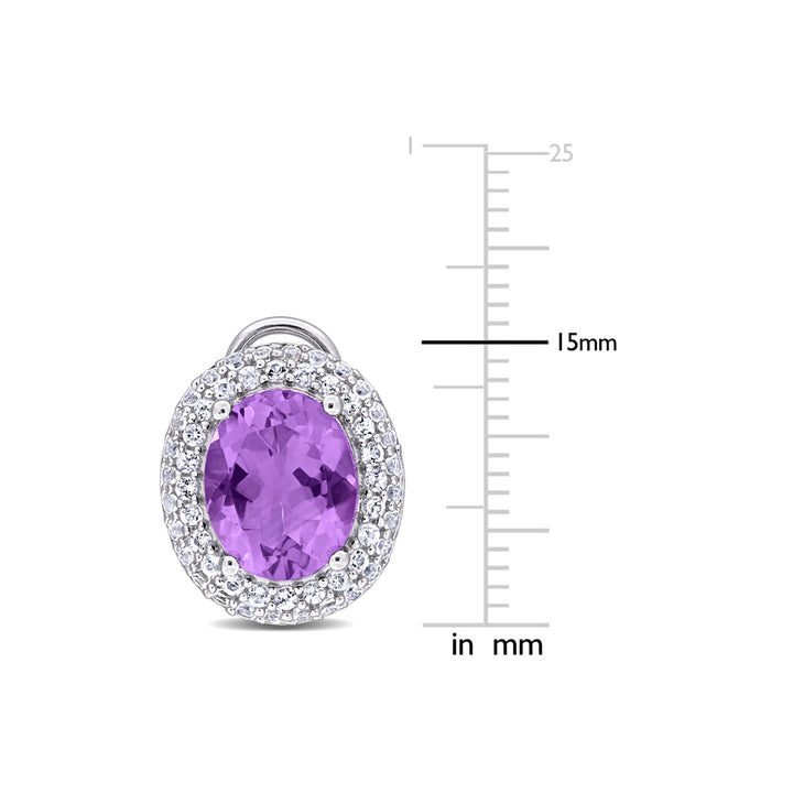 5.44 Carat (ctw) Amethyst and White Topaz Earrings in Sterling Silver Image 4