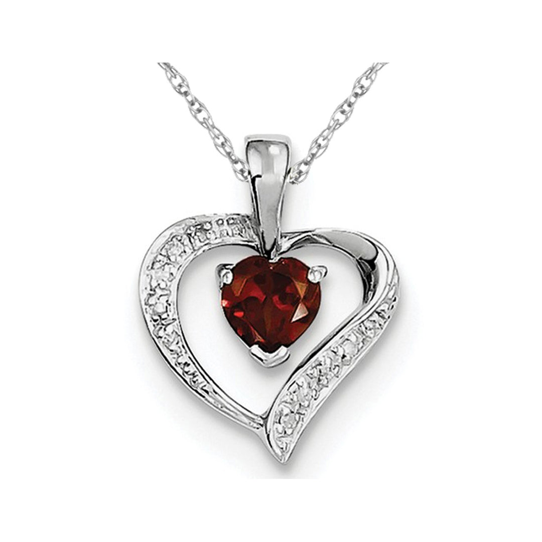 Red Garnet 1/2 Carat (ctw) Heart Pendant Necklace in Sterling Silver and Chain Image 1