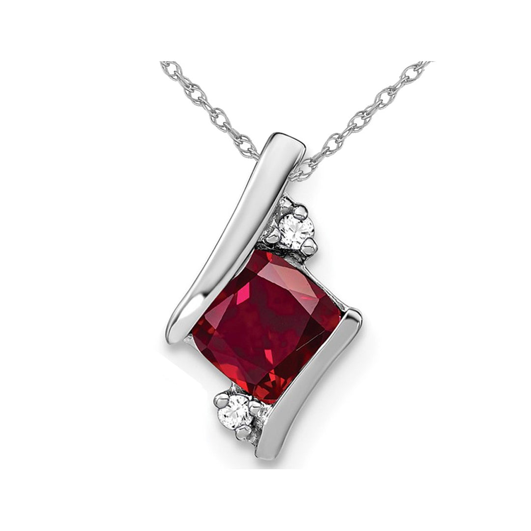 3/5 Carat (ctw) Lab-Created Ruby Solitaire Pendant Necklace in Yellow Plated Sterling Silver with Chain Image 1