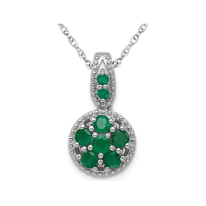 1/2 Carat (ctw) Natural Emerald Cluster Pendant Necklace in Sterling Silver with Chain Image 1