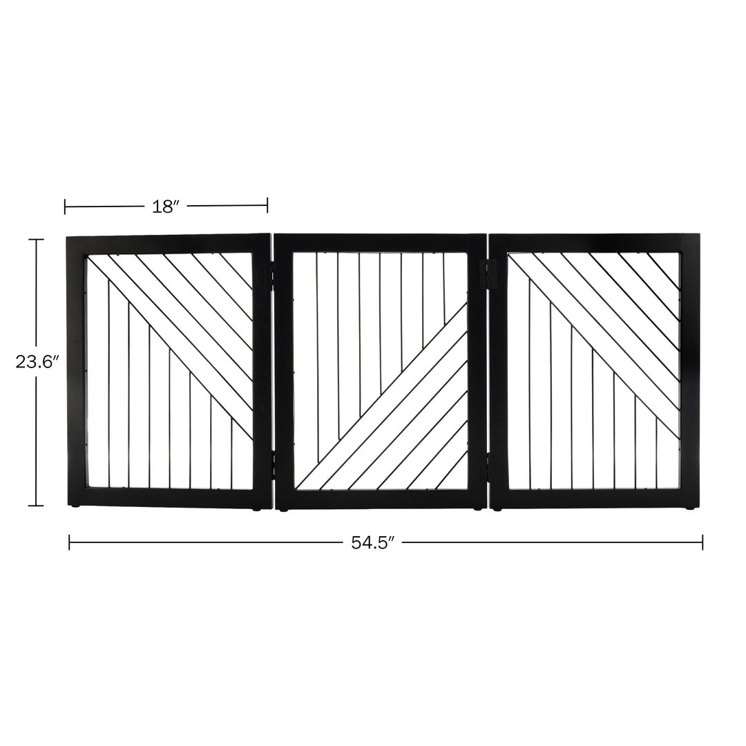 Black Freestanding Pet Gate 3 Panel Foldable Divider 54 Inches Long Image 4
