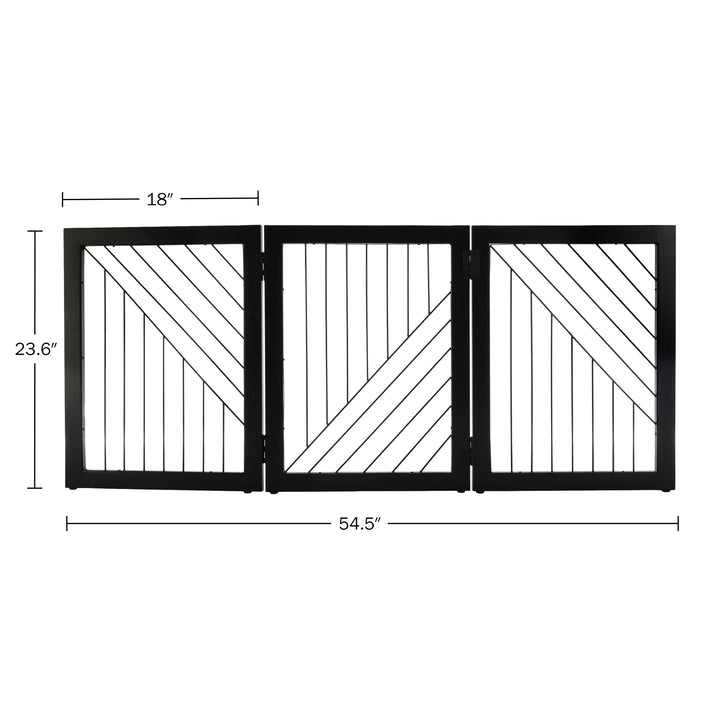 Black Freestanding Pet Gate 3 Panel Foldable Divider 54 Inches Long Image 4