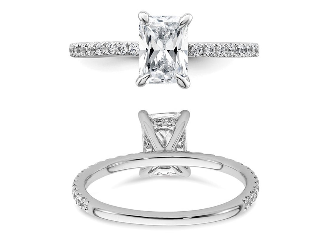1.32 Carat (ctw VS2G-H) Certified Lab-Grown Radiant Diamond Engagement Ring 14K White Gold Image 3