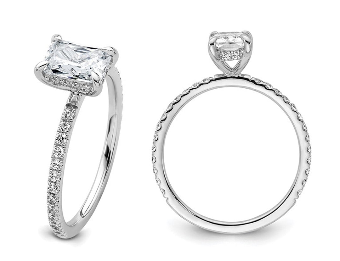1.32 Carat (ctw VS2G-H) Certified Lab-Grown Radiant Diamond Engagement Ring 14K White Gold Image 4