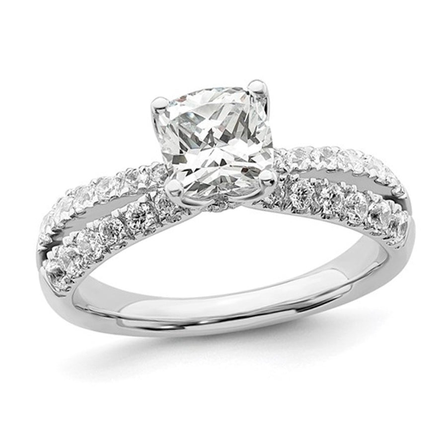 1.80 Carat (ctw VS2-VS1D-E-F) Certified Cushion-Cut Lab Grown Diamond Engagement Ring in 14K White Gold Image 1