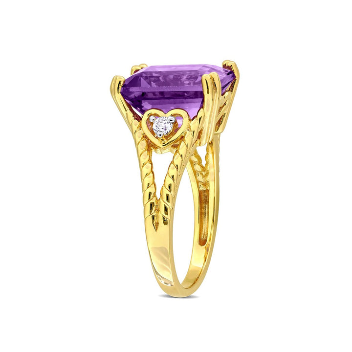 5.00 Carat (ctw) Amethyst Octagon-Cut Ring in Yellow Plated Sterling Silver Image 2