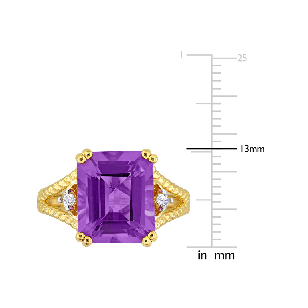 5.00 Carat (ctw) Amethyst Octagon-Cut Ring in Yellow Plated Sterling Silver Image 3