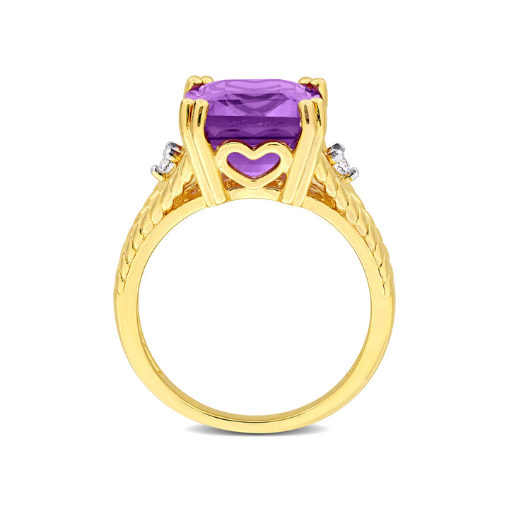 5.00 Carat (ctw) Amethyst Octagon-Cut Ring in Yellow Plated Sterling Silver Image 4