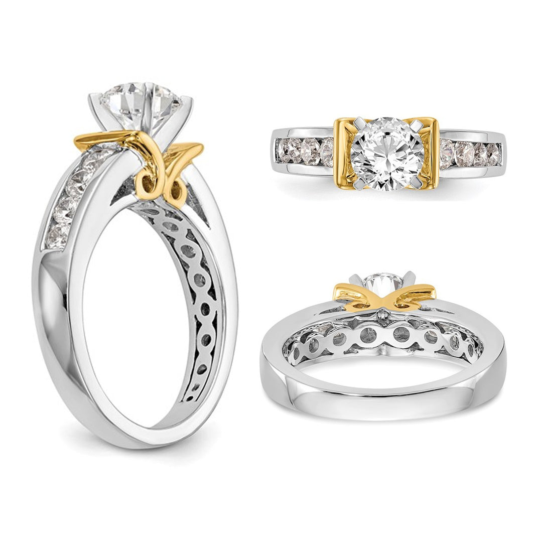 1.65 Carat (ctw VS2-VS1D-E-F) IGI Certified Lab-Grown Diamond Engagement Ring 14K White and Yellow Gold Image 4