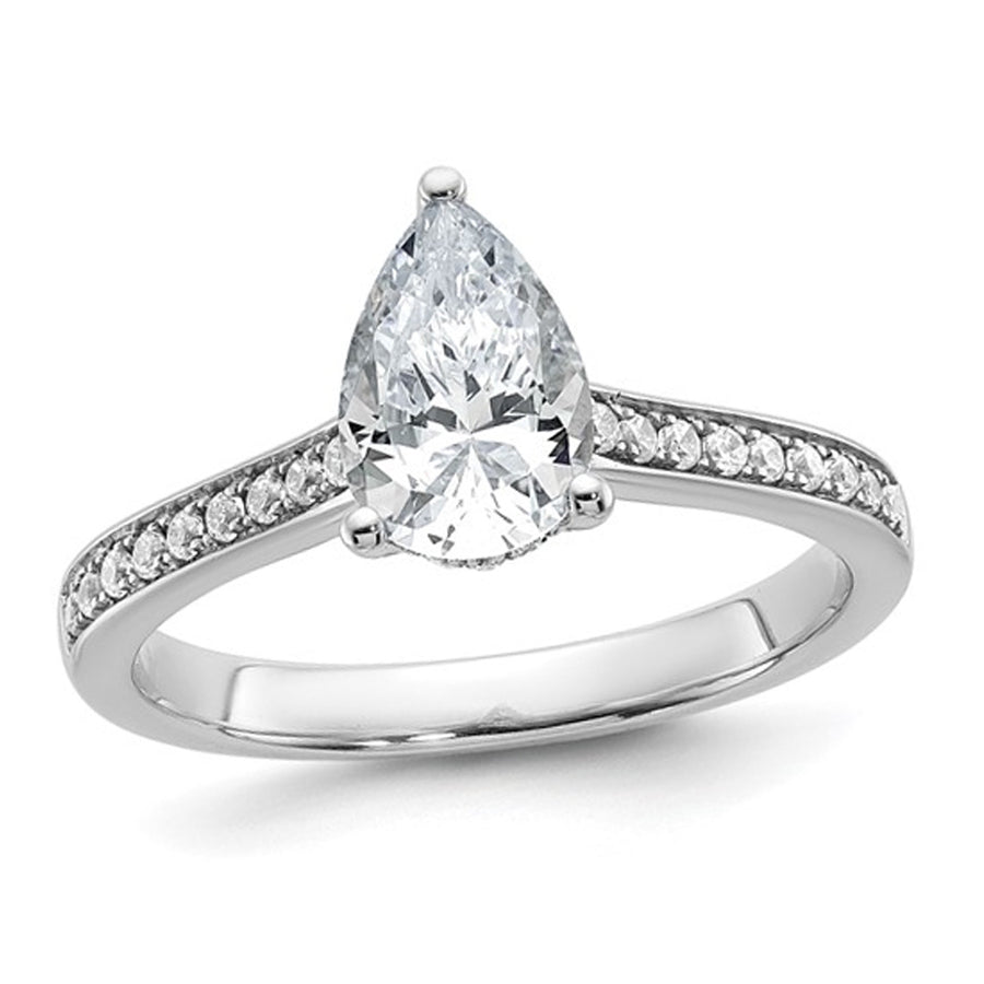 1.20 Carat (ctw VS2D-E-F) Certified Lab-Grown Pear Diamond Engagement Ring 14K White Gold Image 1