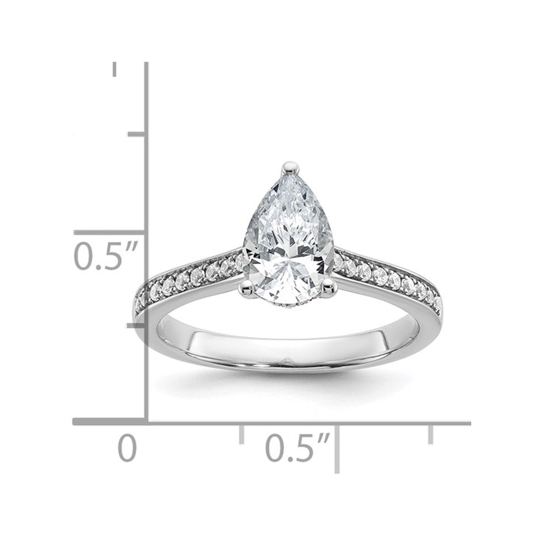 1.20 Carat (ctw VS2D-E-F) Certified Lab-Grown Pear Diamond Engagement Ring 14K White Gold Image 4