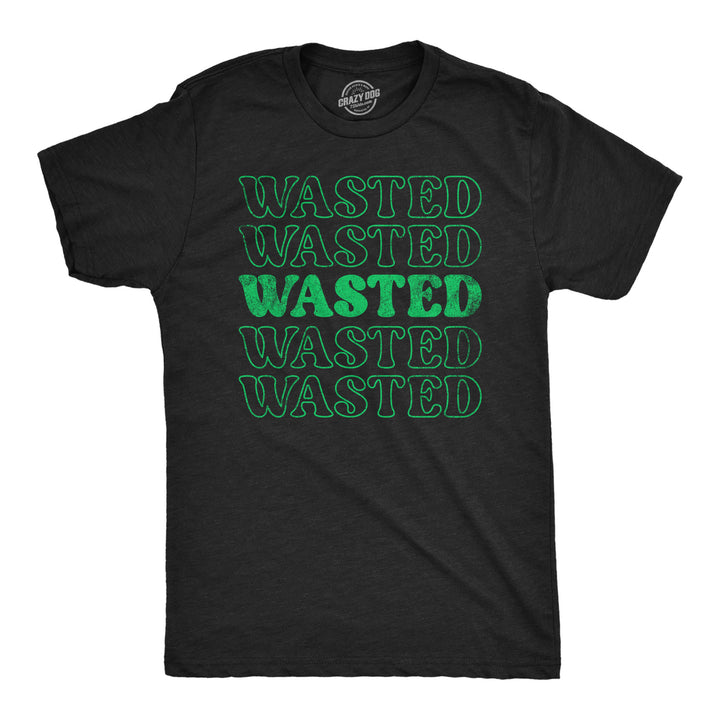 Mens Retro Wasted T Shirt Funny St Pattys Day Parade Partying Drunk Joke Tee For Guys Image 1