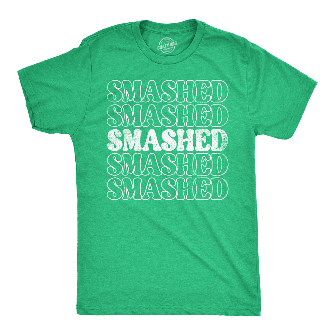 Mens Retro Smashed T Shirt Funny St Pattys Day Parade Partying Drunk Joke Tee For Guys Image 1