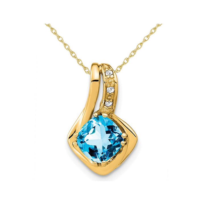 1.65 Carat (ctw) Blue Topaz Pendant Necklace in 14K Yellow Gold With Chain Image 1